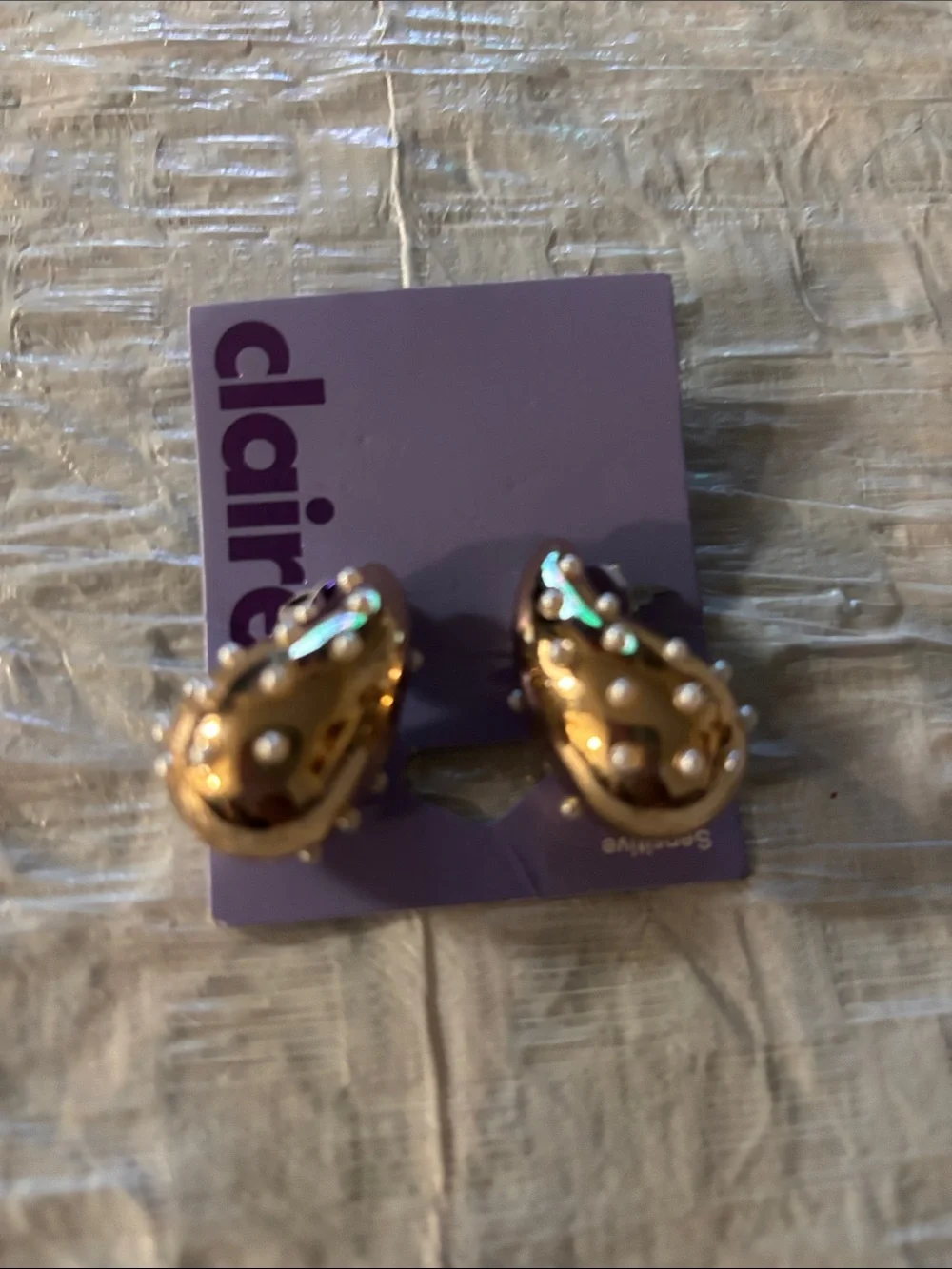 Claire's Gold Pearl-Accented Teardrop Clip Earrings